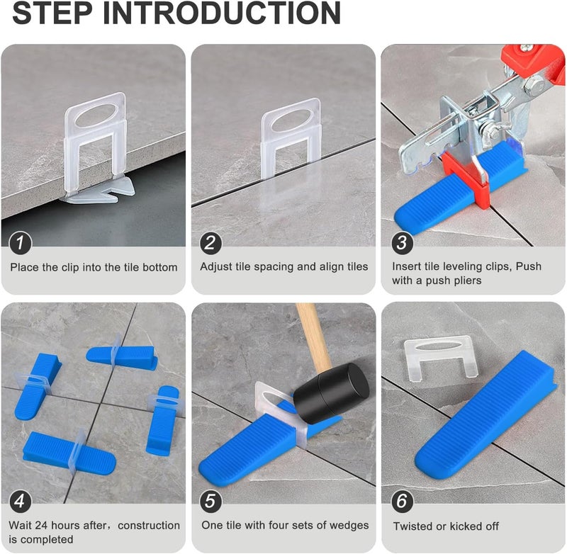 RUHOOM Tile Leveling System 1/16" Spacers Tile Leveler clips 2000pcs DIY Tile Leveling Spacers Tile Leveling System for Professional Ceramic and Stone Installation - Image 4